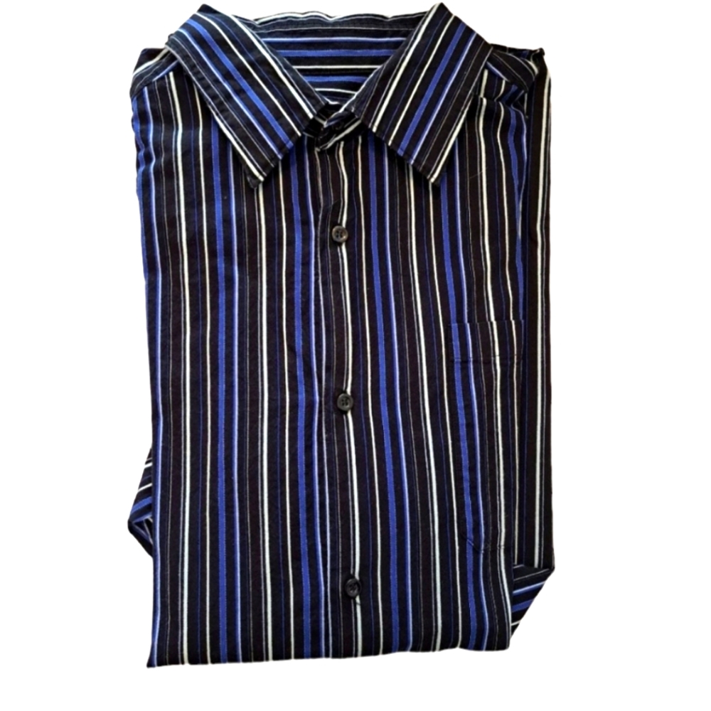 Claiborne Striped Button Down Shirt Size XL Tall
